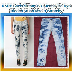 NEW sz9 Levis Skinny 631 Jeans Tie Dye Bleach wash